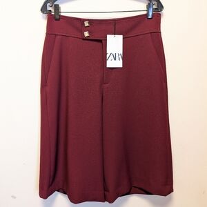 Women's Burgundy Tailored Bermuda Shorts